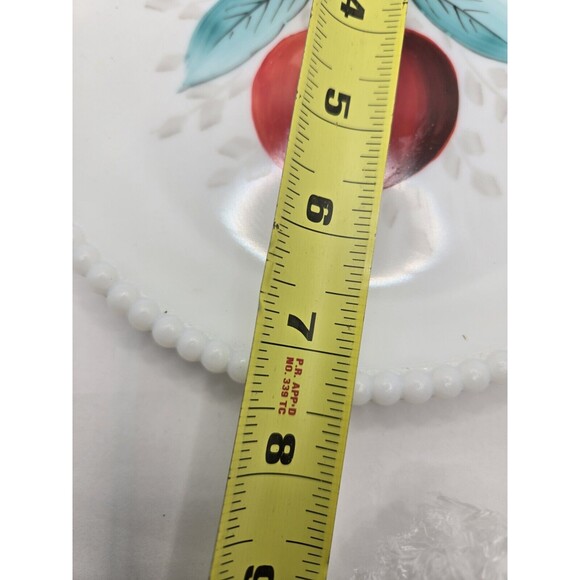 Westmorland Milk Glass Beaded Hobnail Apple 7.5" Salad Plate MCM Hand Painted - Picture 8 of 8